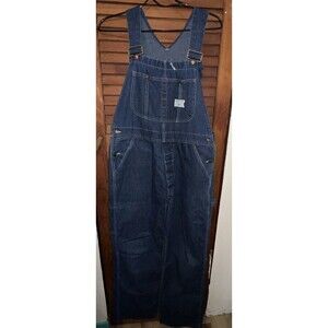 Vintage JCPenney Big Mac Square Bak Blue Denim Carpenter Bib Overalls Men 38x30